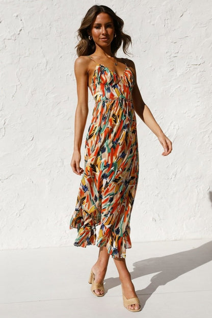 Schickes Midi-Kleid Damen, Elegantes Print-Sommerkleid in Lebendigen Farben, Vielseitiger Stil, Größen S-XL