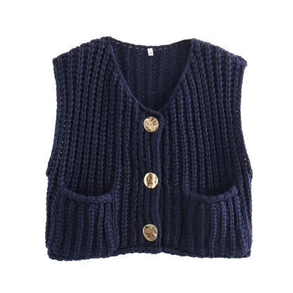 Ärmellose Strickweste Damen mit Taschen, Bequeme Passform für Jeden Anlass, Lange Weste für Vielseitigen Stil