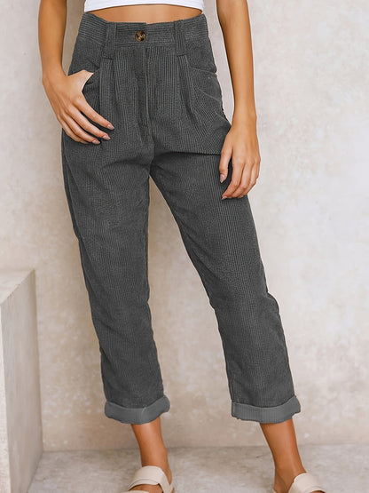 Hohe Taille Casual Damenhosen - Weicher Stoff, Bequeme Passform, Größen S bis 3XL, Vielseitig Kombinierbar-3