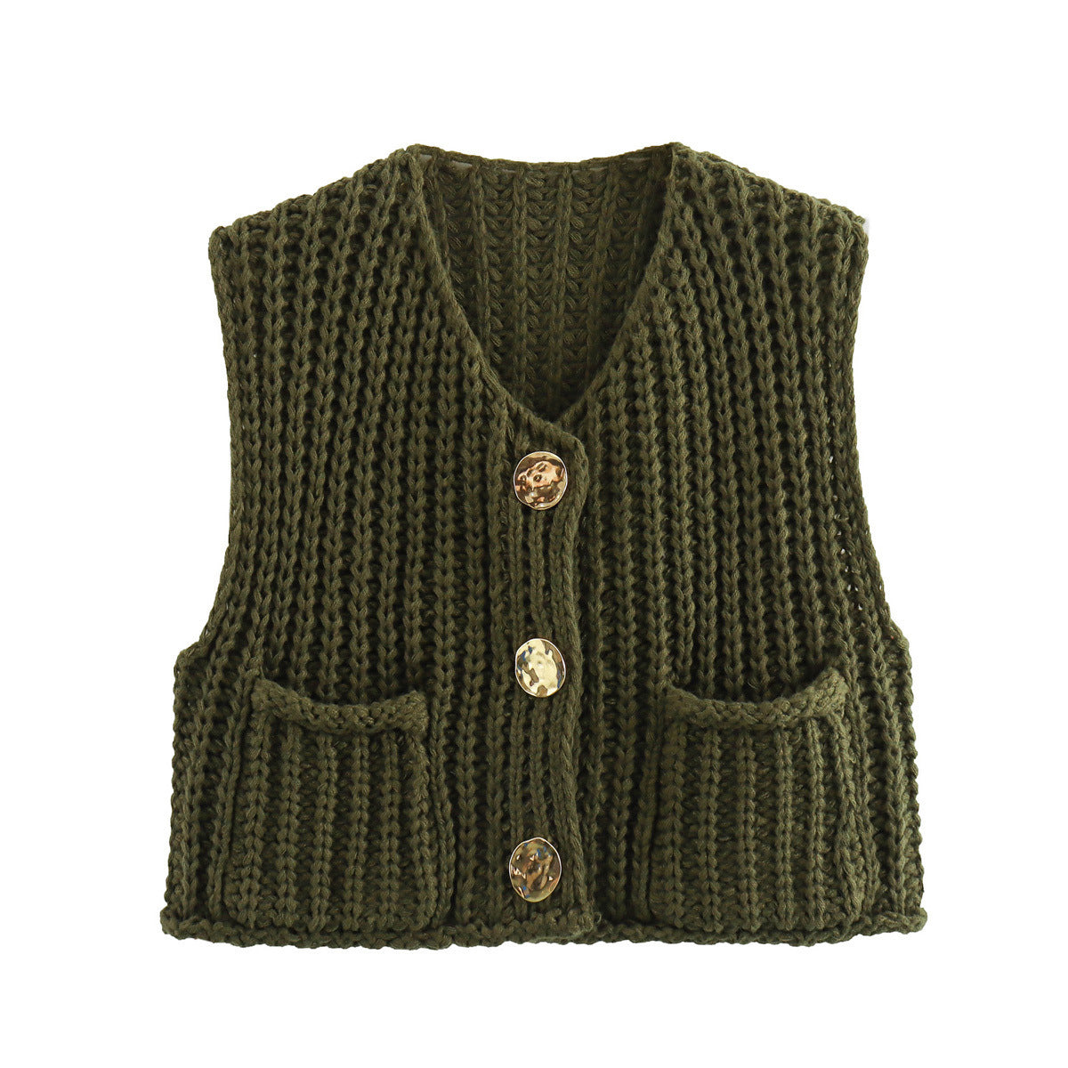 Ärmellose Strickweste Damen mit Taschen, Bequeme Passform für Jeden Anlass, Lange Weste für Vielseitigen Stil-2