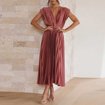 Variant image for Elegantes V-Ausschnitt Damenkleid aus Luxuriösem Stoff – Vielseitiges Festliches Kleid für Hochzeitsgast und Cocktailanlässe-9