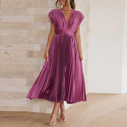 Variant image for Elegantes V-Ausschnitt Damenkleid aus Luxuriösem Stoff – Vielseitiges Festliches Kleid für Hochzeitsgast und Cocktailanlässe-16