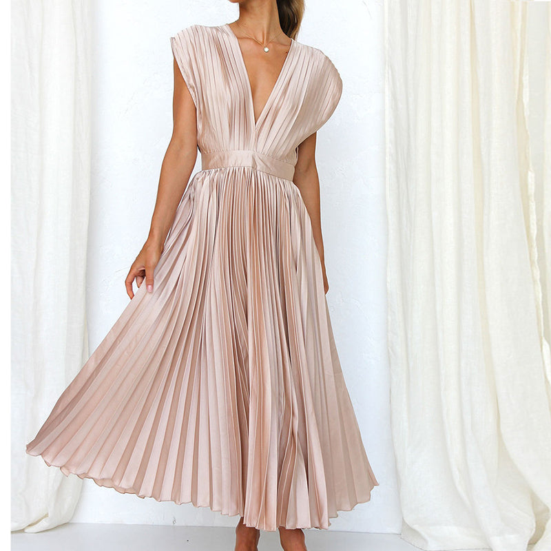 Variant image for Elegantes V-Ausschnitt Damenkleid aus Luxuriösem Stoff – Vielseitiges Festliches Kleid für Hochzeitsgast und Cocktailanlässe-5