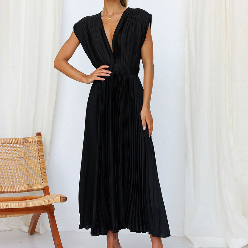 Variant image for Elegantes V-Ausschnitt Damenkleid aus Luxuriösem Stoff – Vielseitiges Festliches Kleid für Hochzeitsgast und Cocktailanlässe-12
