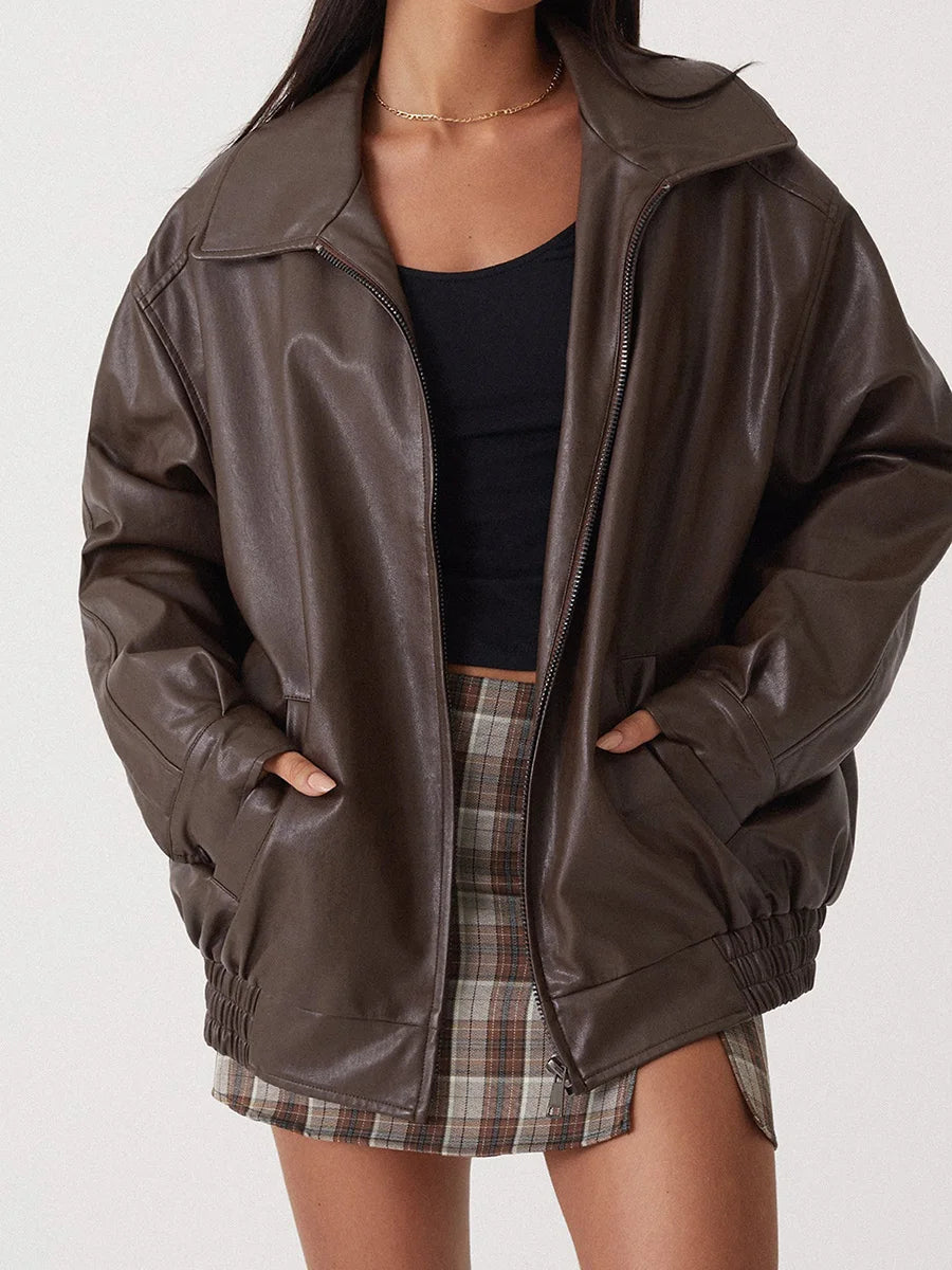 Women's fashionable oversized bomber jacket for modern style