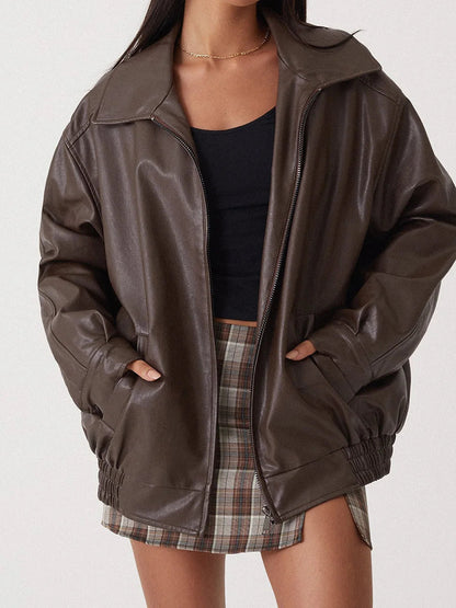 Women's fashionable oversized bomber jacket for modern style