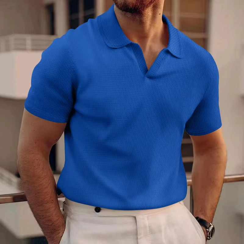 Lässiges Kurzarm Polohemd Herren Mit V-Ausschnitt – Stilvolles Design Für Den Alltag-3