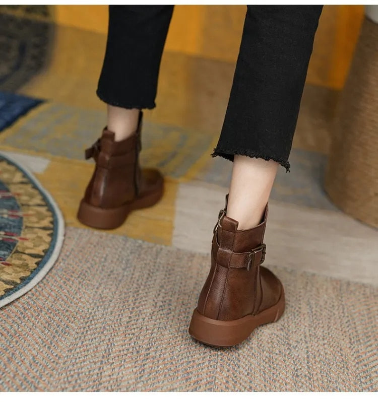 Women’s Ankle Boots Stylish Side Buckle & Everyday Comfort Fit