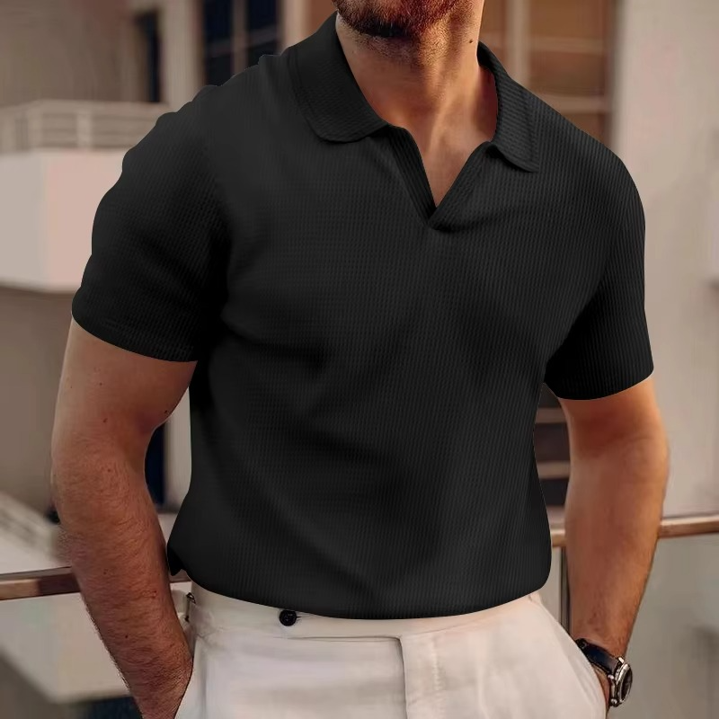 Lässiges Kurzarm Polohemd Herren Mit V-Ausschnitt – Stilvolles Design Für Den Alltag-5