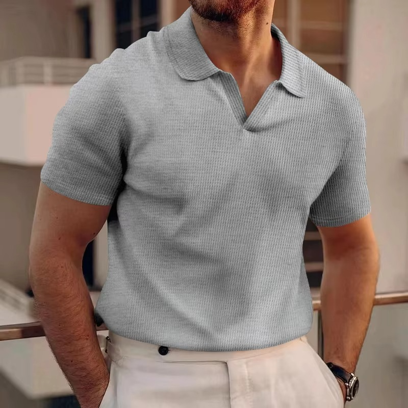 Lässiges Kurzarm Polohemd Herren Mit V-Ausschnitt – Stilvolles Design Für Den Alltag-4