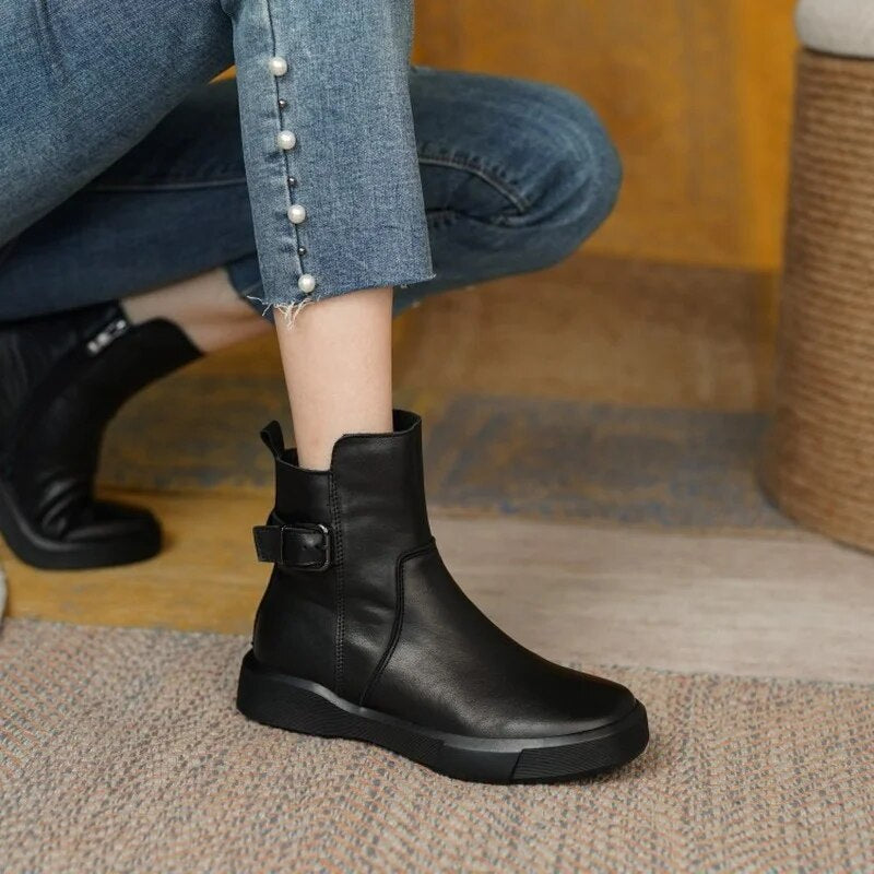 Women’s Ankle Boots Stylish Side Buckle & Everyday Comfort Fit