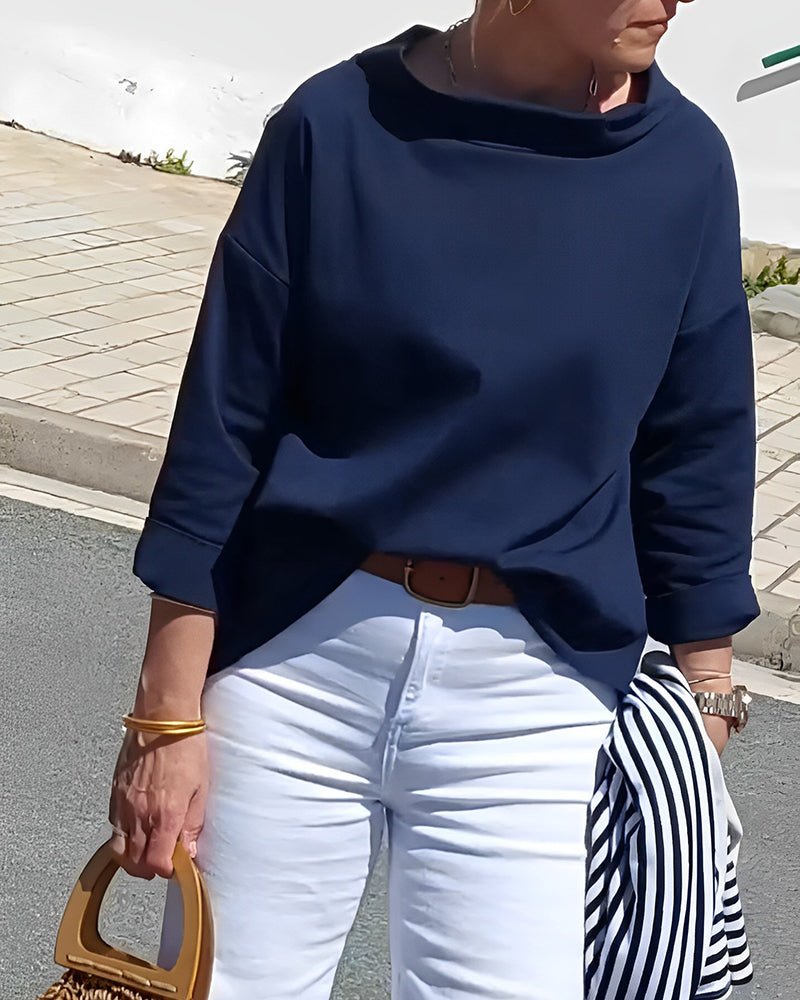 Variant image for Elegante Damenbluse Mit Losem Rollkragenpullover Aus Baumwoll-Polyester-Mischung Für Sommer Und Herbst-43
