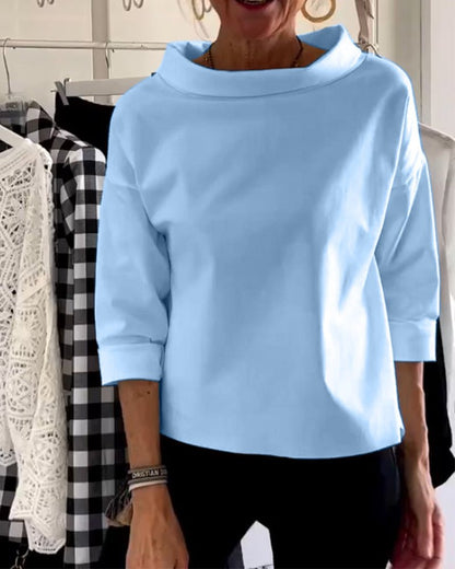 Variant image for Elegante Damenbluse Mit Losem Rollkragenpullover Aus Baumwoll-Polyester-Mischung Für Sommer Und Herbst-8