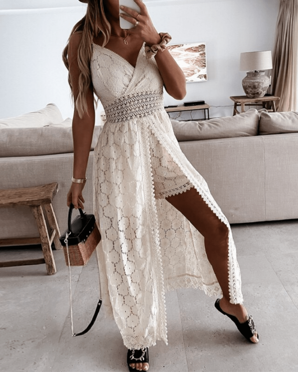 Elegantes Boho-Damenkleid Aus Weicher Baumwolle, Knielang Für Freizeit Und Veranstaltungen