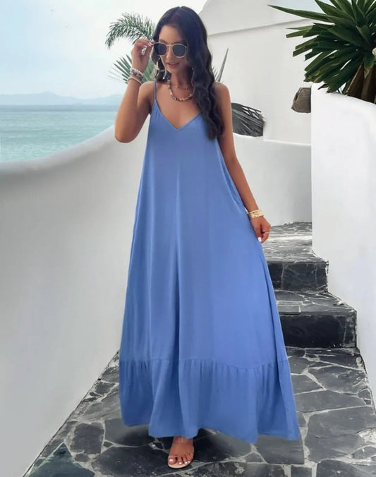 Elegantes Damenkleid Gurtkleid Einfarbig – Vielseitiges Festliches Kleid Für Sommer Und Abendanlässe