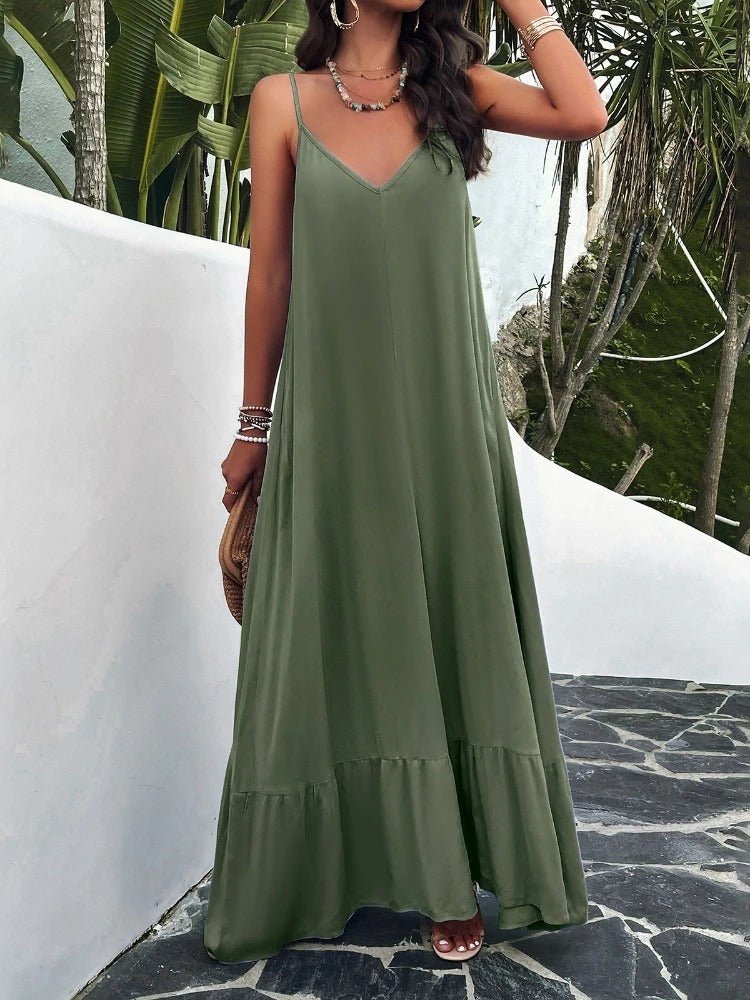 Elegantes Damenkleid Gurtkleid Einfarbig – Vielseitiges Festliches Kleid Für Sommer Und Abendanlässe