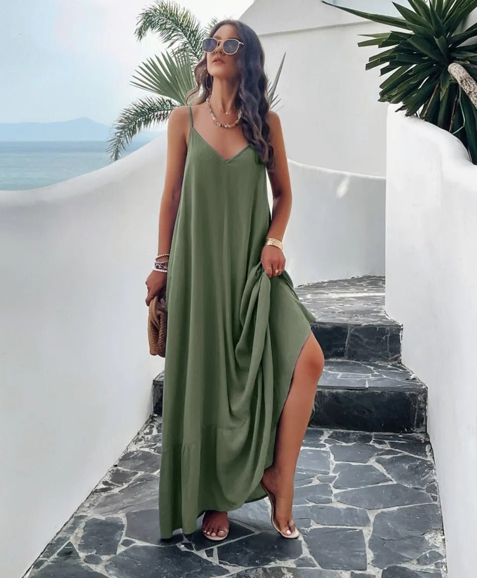 Variant image for Elegantes Damenkleid Gurtkleid Einfarbig – Vielseitiges Festliches Kleid Für Sommer Und Abendanlässe-5