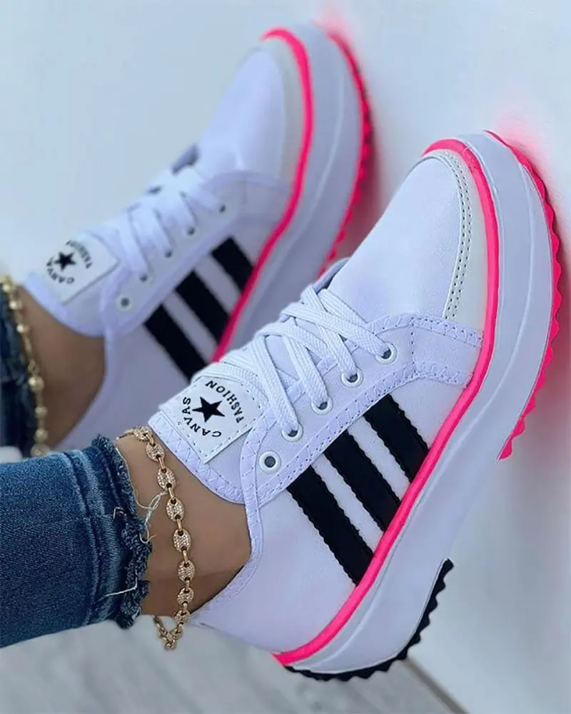 Variant image for Bunte Damen Sneakers, Atmungsaktives Material, Ergonomisches Design, Leichte Gepolsterte Innensohle, Rutschfeste Außensohle-4