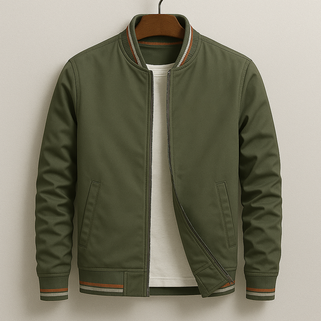 Men’s midweight bomber jacket with zip fastening