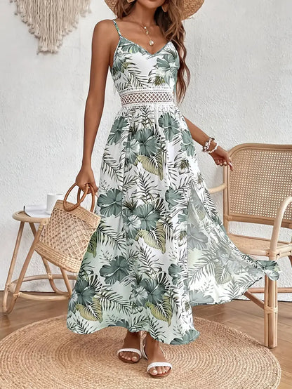 Variant image for Elegantes Ärmelloses Blumendruckkleid Für Frauen, Festliches Kleid Hochzeitsgast Mit Spaghetti-Trägern, Figurbetonte Passform-6