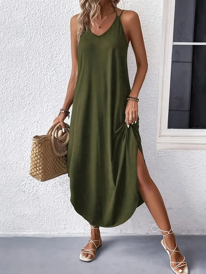 Variant image for Leichtes Sommer-Cami-Kleid für Damen, Lockere Passform, Atmungsaktiver V-Ausschnitt, Ideal für Urlaub und Freizeit-1