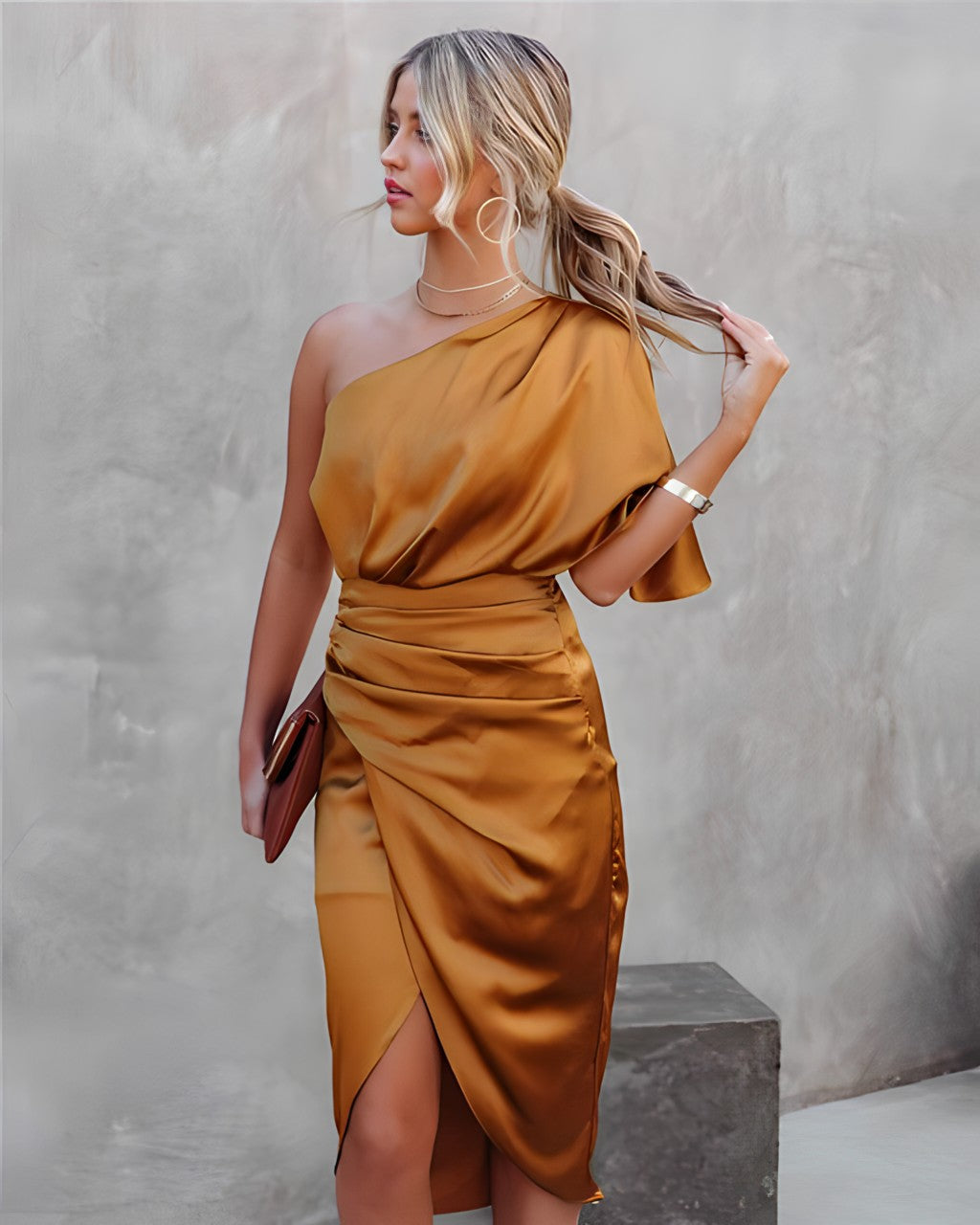 Variant image for Elegantes Asymmetrisches One-Shoulder-Damenkleid Für Festliche Anlässe Und Hochzeitsgäste-17