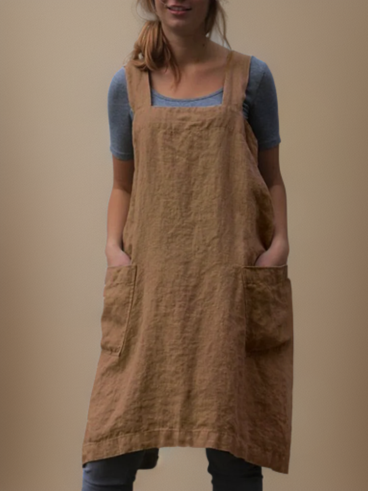 Variant image for Baumwollschürzenkleid mit Taschen, Cross-Back-Design, Vielseitige Schürze für Kochen und Handwerk-21