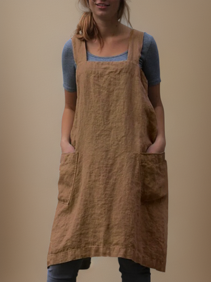 Variant image for Baumwollschürzenkleid mit Taschen, Cross-Back-Design, Vielseitige Schürze für Kochen und Handwerk-21