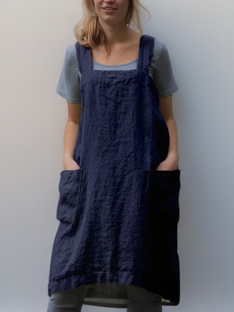 Baumwollschürzenkleid mit Taschen, Cross-Back-Design, Vielseitige Schürze für Kochen und Handwerk