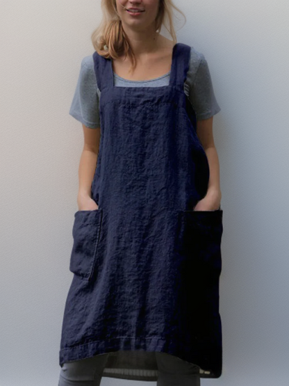 Baumwollschürzenkleid mit Taschen, Cross-Back-Design, Vielseitige Schürze für Kochen und Handwerk