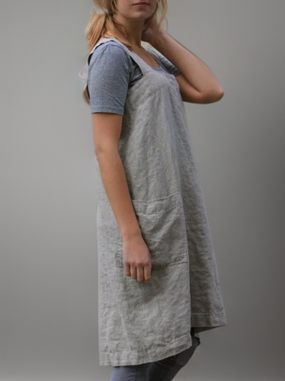 Baumwollschürzenkleid mit Taschen, Cross-Back-Design, Vielseitige Schürze für Kochen und Handwerk