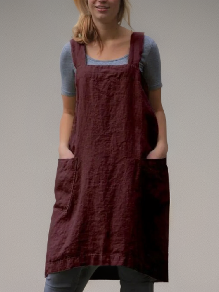Variant image for Baumwollschürzenkleid mit Taschen, Cross-Back-Design, Vielseitige Schürze für Kochen und Handwerk-26