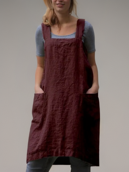 Variant image for Baumwollschürzenkleid mit Taschen, Cross-Back-Design, Vielseitige Schürze für Kochen und Handwerk-26
