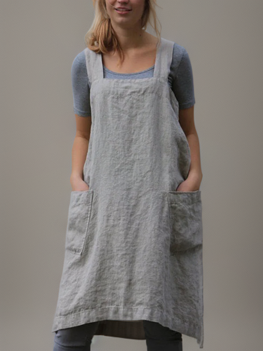 Baumwollschürzenkleid mit Taschen, Cross-Back-Design, Vielseitige Schürze für Kochen und Handwerk