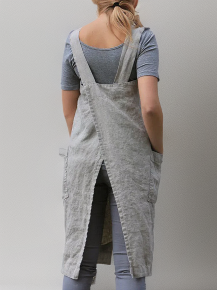 Baumwollschürzenkleid mit Taschen, Cross-Back-Design, Vielseitige Schürze für Kochen und Handwerk