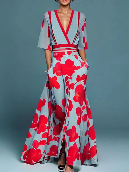 Blumiges Maxikleid Sommer Damen, Elegantes Lange Kleid für Hochzeitsgäste, Komfortable Formale Abendmode