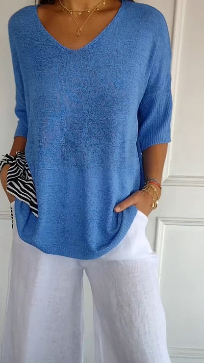Women’s V-Neck Relaxed Fit Top Casual Chic Everyday Style