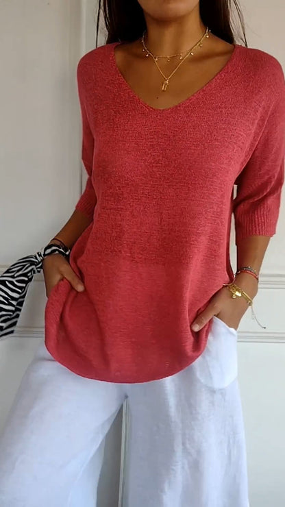 Women’s V-Neck Relaxed Fit Top Casual Chic Everyday Style