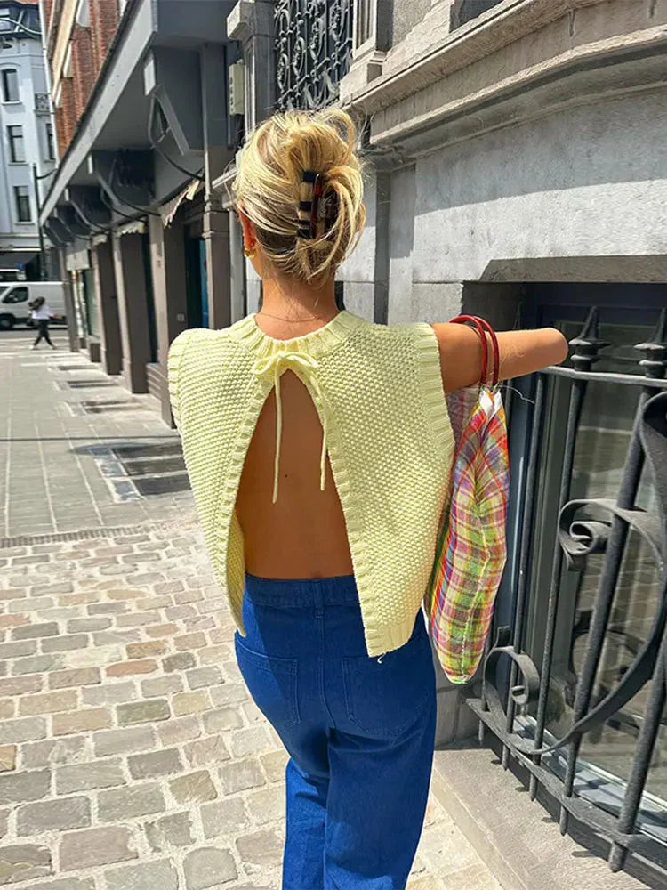 Boxy Strick Damen Top - Bequemes Oberteil Für Sommerveranstaltungen, Stilvolles Tops Damen-2