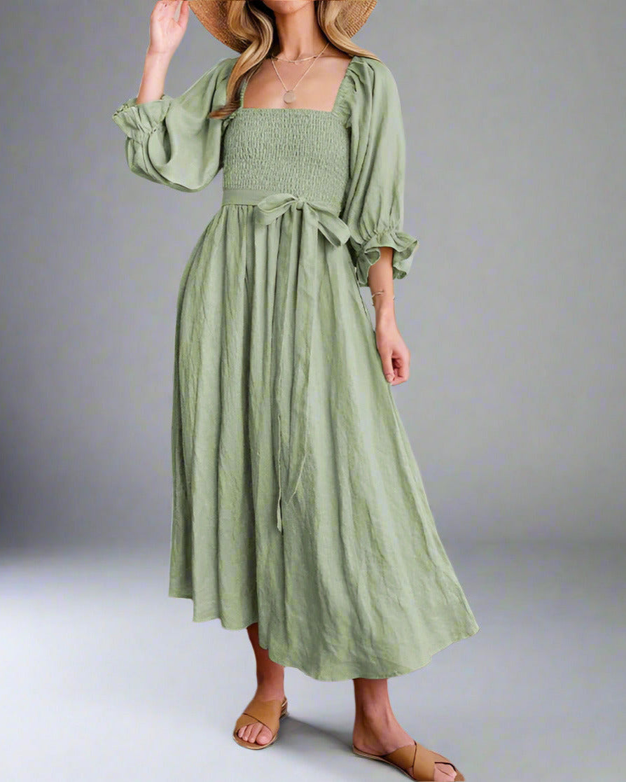 Variant image for Luftiges Sommerkleid Damen, Atmungsaktiv, Vielseitig, Ideal Für Tag- und Nachtmode, 100% Baumwolle, Sommerkleider Lang-17