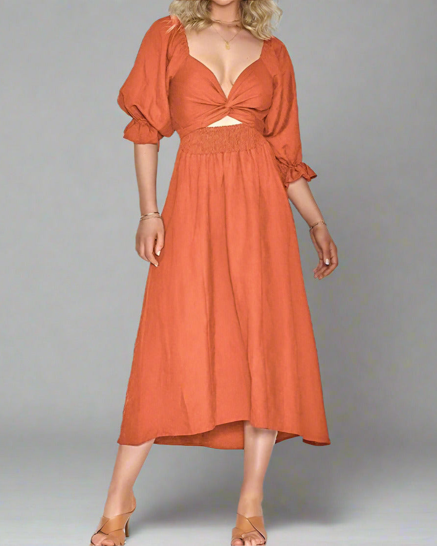 Variant image for Luftiges Sommerkleid Damen, Atmungsaktiv, Vielseitig, Ideal Für Tag- und Nachtmode, 100% Baumwolle, Sommerkleider Lang-9