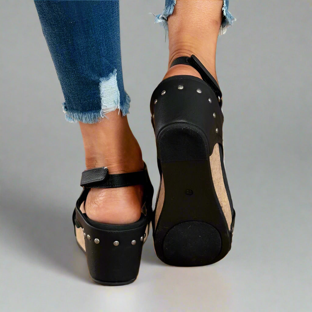 Orthopädische Vegane Ledersandalen Damen Für Flache Füße Mit Schmerzlinderung Und Klettverschluss