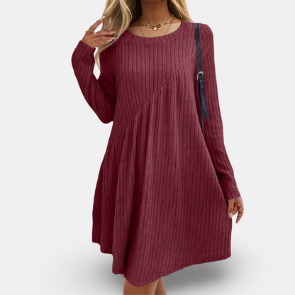 Elegantes Langarm-Damenkleid Aus Weicher Baumwollmischung – Zeitloses Festliches Kleid Für Jeden Anlass