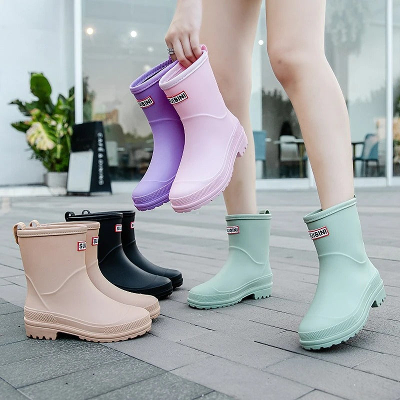 Waterproof Women’s Wellington Boots Mid-Calf Non-Slip Outdoor Style
