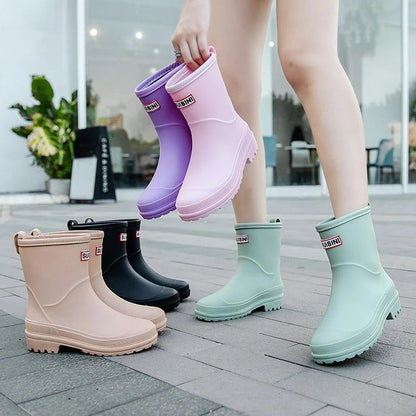 Waterproof Women’s Wellington Boots Mid-Calf Non-Slip Outdoor Style