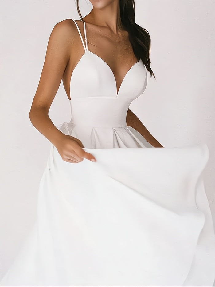 Elegantes V-Ausschnitt-Damenkleid aus Premium-Stoff für Hochzeitsgast und festliche Anlässe