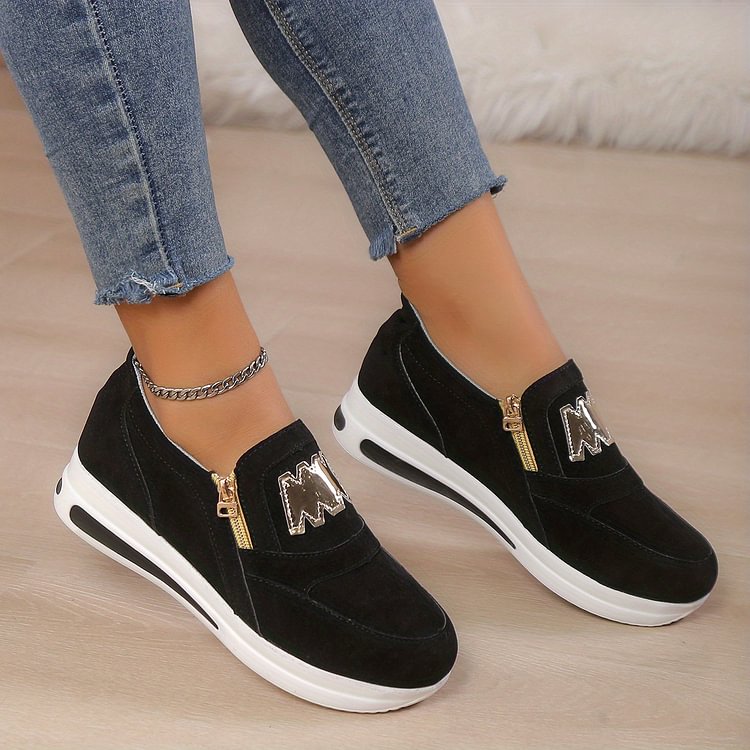 Women’s Comfortable Trainers Trendy Design with Zipper Detail