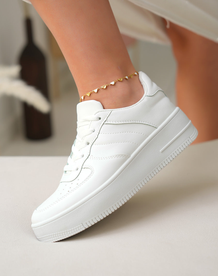 Weiße Plattform-Sneaker Für Frauen, Komfortable Freizeitschuhe Mit Vielseitigem Design Und 45 Cm Höhe-4