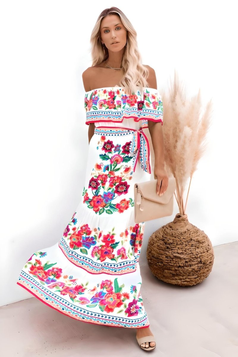 Maxi Boho Strandkleid Damen Mit Einzigartigem Druck, Fließender Silhouette, Leichtem Stoff Für Sommerausflüge Und Festliche Anlässe