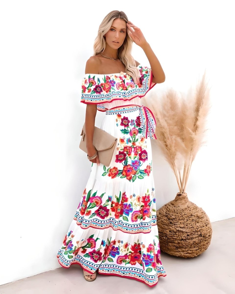 Maxi Boho Strandkleid Damen Mit Einzigartigem Druck, Fließender Silhouette, Leichtem Stoff Für Sommerausflüge Und Festliche Anlässe